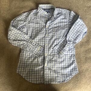 Banana Republic Custom 078 Wash OCBD Shirt Sz Small Blue Check Print 100% Cotton